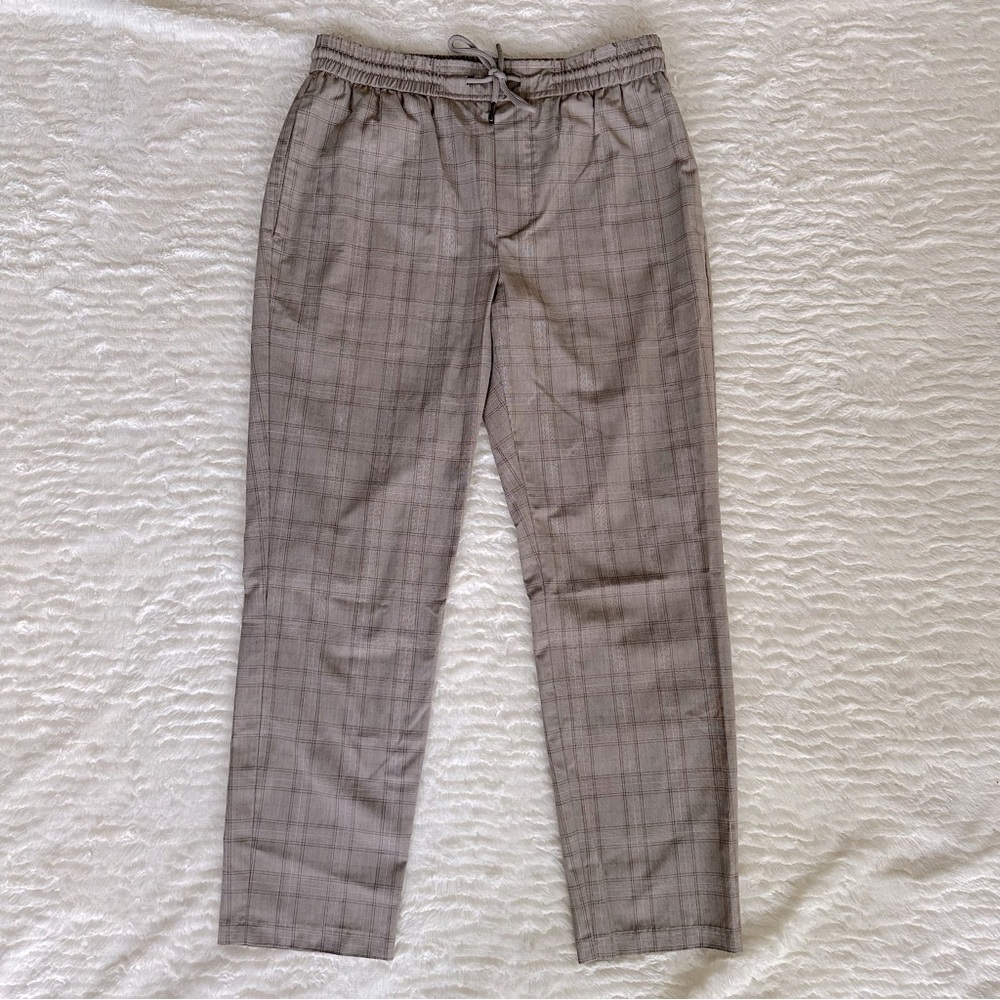 NWOT Topman Slim Pant Beige Checkered Striped 30 length 30